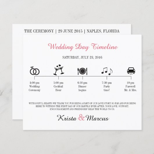 Papier Timeline Mariage d'icônes simples (Devant / Derrière)