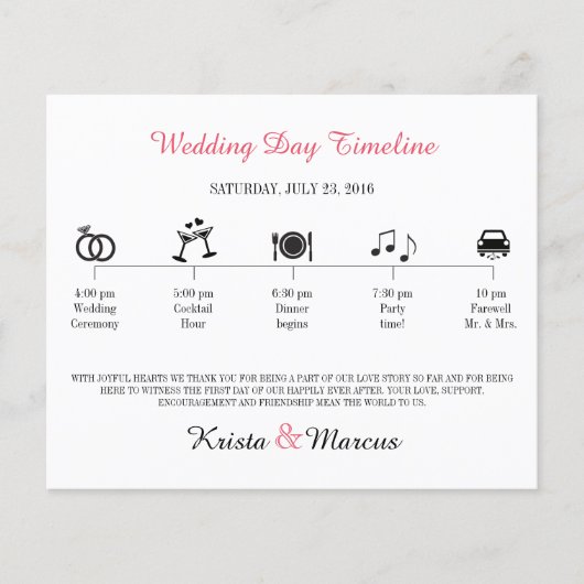 Papier Timeline Mariage d'icônes simples (Devant)