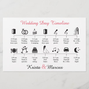 Papier Timeline Mariage d'icônes simples