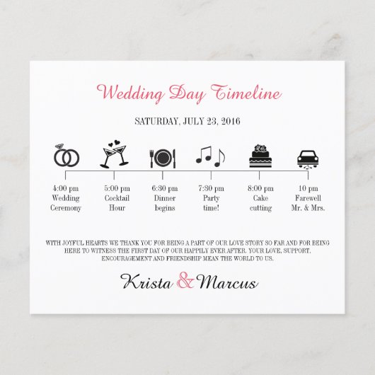 Papier Timeline Mariage d'icônes simples (Devant)