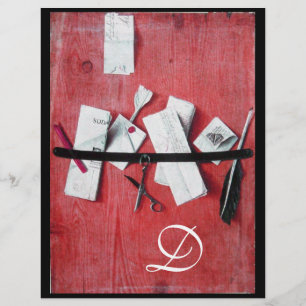 Papier TITULAIRE DE LETTRE EN BOIS MONOGRAM rouge blanc n