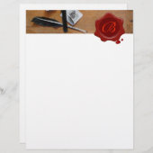 PAPIER TITULAIRE DE LETTRE EN CIRE ROUGE BOIS MONOGRAMME (Devant / Derrière)