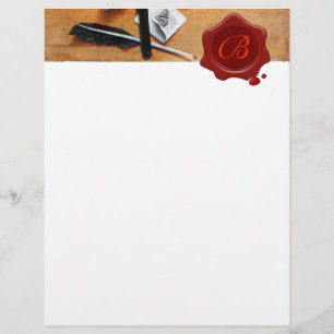 PAPIER TITULAIRE DE LETTRE EN CIRE ROUGE BOIS MONOGRAMME