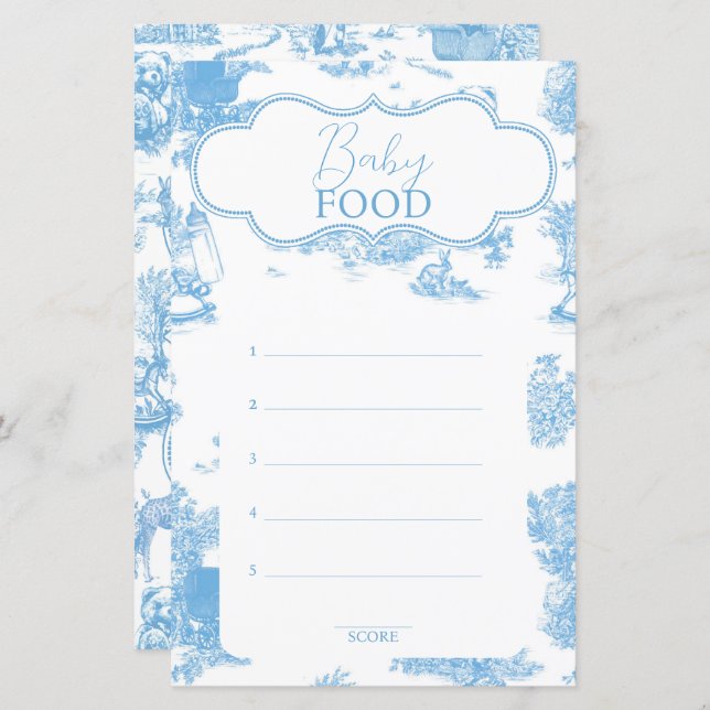 Papier Toile bleue et blanche de Jouy Baby shower (Devant / Derrière)