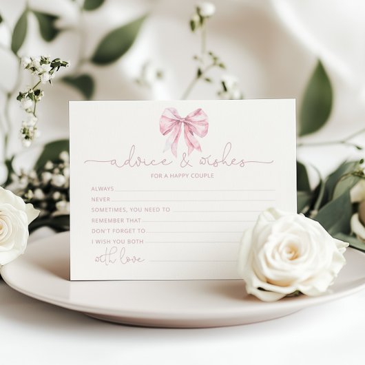 Papier Toile de Jouy Bow advice and wishes bridal card