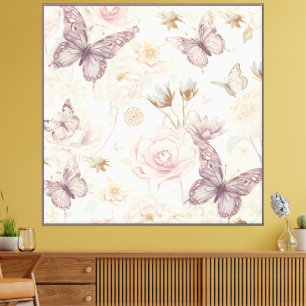 “Papier Toile Papillon Floral Art sur Toile aux Pa