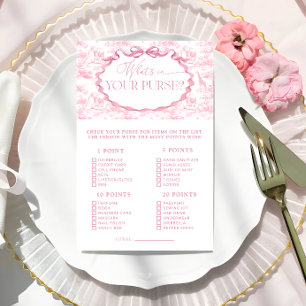 Papier Toile Safari Whats in Your Purse Baby shower Jeu