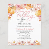 Papier Tomber dans l'amour Budget automne Baby shower Inv (Devant)
