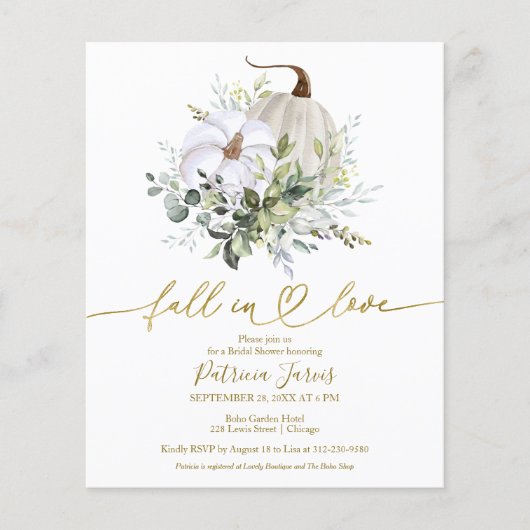 Papier Tomber dans l'amour budget nuptiale invitation dou (Devant)