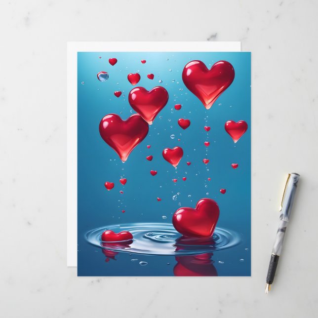 Papier tomber les coeurs brillants de l'amour (Devant/Arrière en situation)