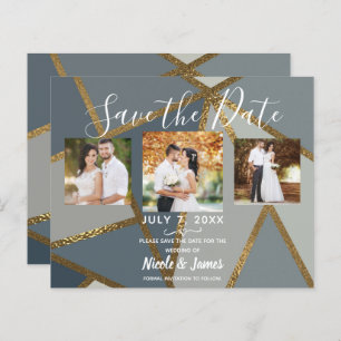 Papier Tons gris et bronze Mariage moderne Enregistrer la