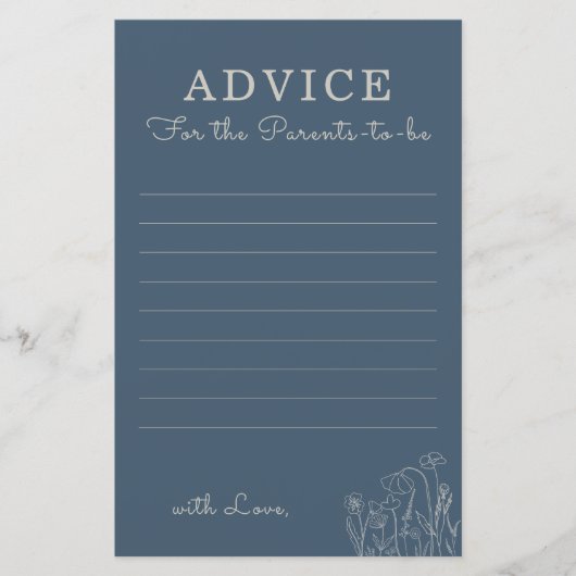 Papier Topaz Blue Fleur sauvage Conseils pour les parents (Devant)