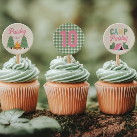Papier Toppers de cupcake de Camping pour filles