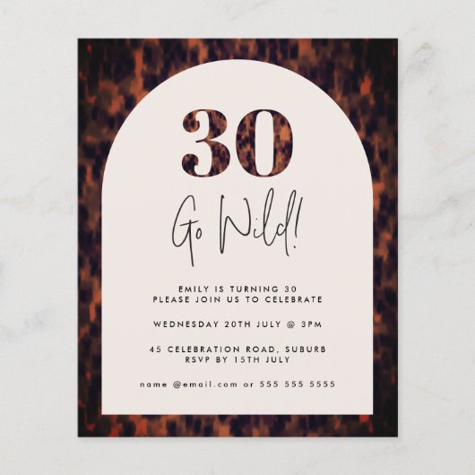Papier Tortoiseshell Arch Wild 30 Anniversaire Budget Inv (Devant)