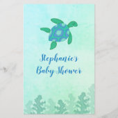 Papier Tortue Sous Le Baby shower De Mer Jeu De Bingo (Dos)