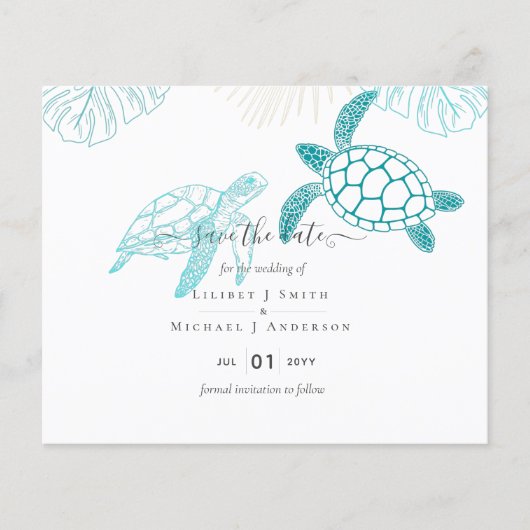 Papier Tortues de mer Mariage Art moderne (Devant)