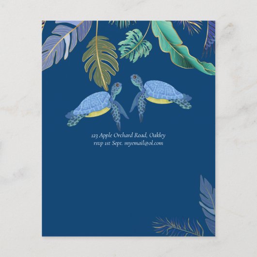 Papier Tortues de mer Mariage bleu jaune (Dos)