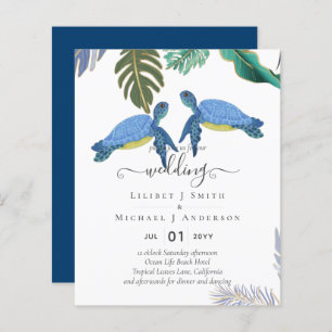 Papier Tortues de mer Mariage bleu jaune
