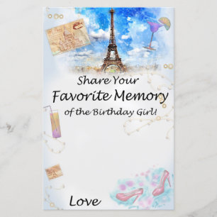 Papier Tour Eiffel Mémoire préférée de la fille d'anniver