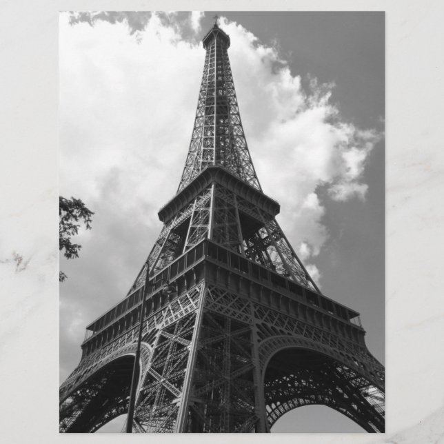 Papier Tour Eiffel noir et blanc à Paris (Devant)