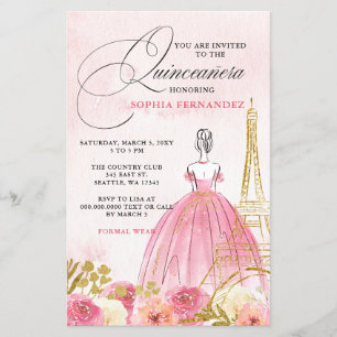 Papier Tour Eiffel rose pâle Paris Quinceañera