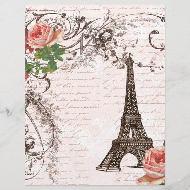 Papier Tour Eiffel Rose rouge (Devant)