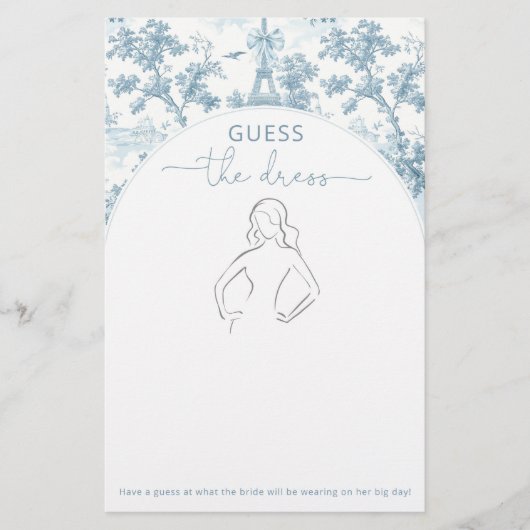 Papier Tour Eiffel Toile Guess la robe mariée jeu (Devant)