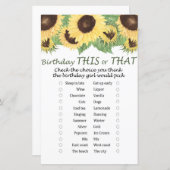 Papier tournesol Anniversaire ce ou ce jeu (Devant / Derrière)