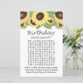 Papier tournesol Anniversaire mot recherche jeu (Debout devant)