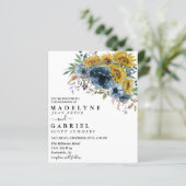 Papier Tournesol Aquarelle Bleu Floral Élégant (Debout devant)