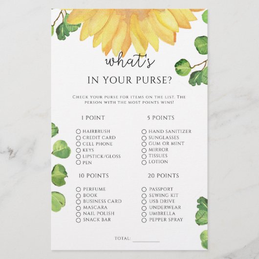 Papier Tournesol ce qui est dans votre jeu de bourse (Devant)