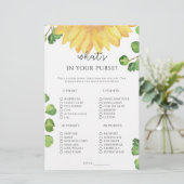 Papier Tournesol ce qui est dans votre jeu de bourse (Debout devant)