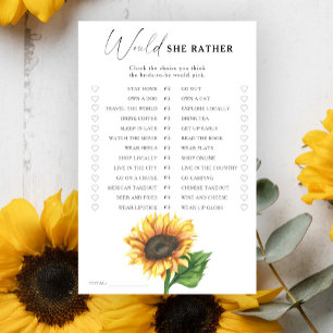 Papier Tournesol douche de mariée Préférerait-elle jouer