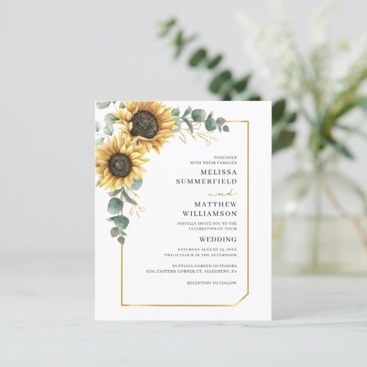 Papier Tournesol Eucalyptus Tout En Un Faire-part de mari (Debout devant)