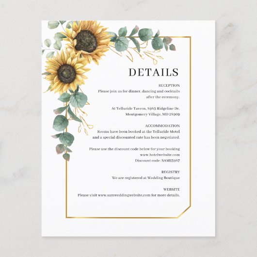 Papier Tournesol Eucalyptus Tout En Un Faire-part de mari (Dos)