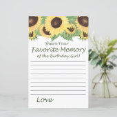 Papier tournesol Favorite Mémoire de la fille d'anniversa (Debout devant)