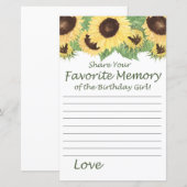 Papier tournesol Favorite Mémoire de la fille d'anniversa (Devant / Derrière)