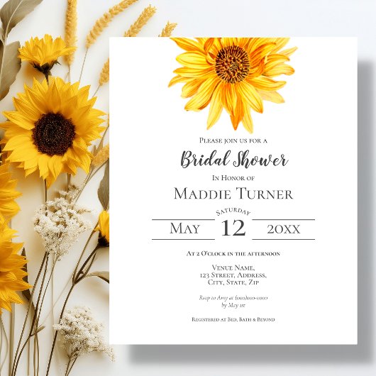 Papier Tournesol | Invitation de douche nuptiale