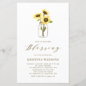 Papier Tournesol jaune dans Mason Jar Invitation de la bé (Devant)