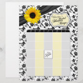 Papier Tournesol jaune Fleur noire Bingo Baby Shower (Devant / Derrière)