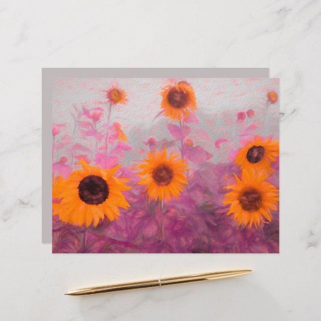 Papier Tournesol jaune orange violet automne (Devant/Arrière en situation)