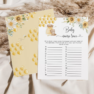 Papier Tournesol miel ours Nom de bébé jeu de course
