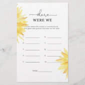 Papier Tournesol Où étions-nous jeu de douche nuptiale (Devant)