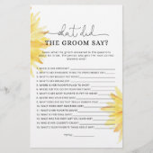 Papier Tournesol Qu'est-ce que le marié a dit jeu de la n (Devant)