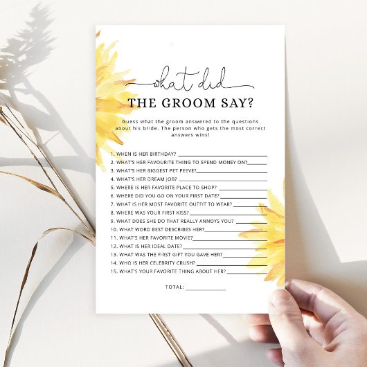 Papier Tournesol Qu'est-ce que le marié a dit jeu de la n