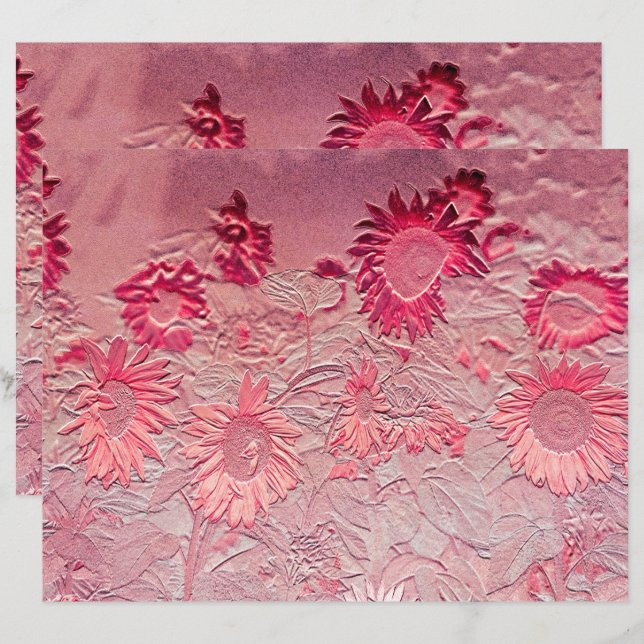 Papier Tournesol rose Floral Vintage Design chic (Devant / Derrière)