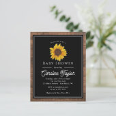 Papier Tournesol rustique sur invitation Baby shower bois (Debout devant)