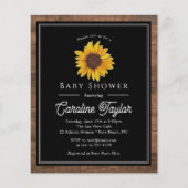 Papier Tournesol rustique sur invitation Baby shower bois (Devant)