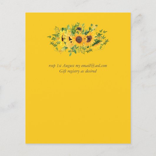 Papier Tournesol rustique thème Mariage Budget (Dos)