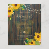 Papier Tournesols d'été Rustic Wood REHEARSAL DINNER Inv (Devant)